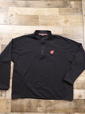 Levelwear Wisconsin Badgers Quarter Zip Pullover Men’s XXL Black Athletic NCAA